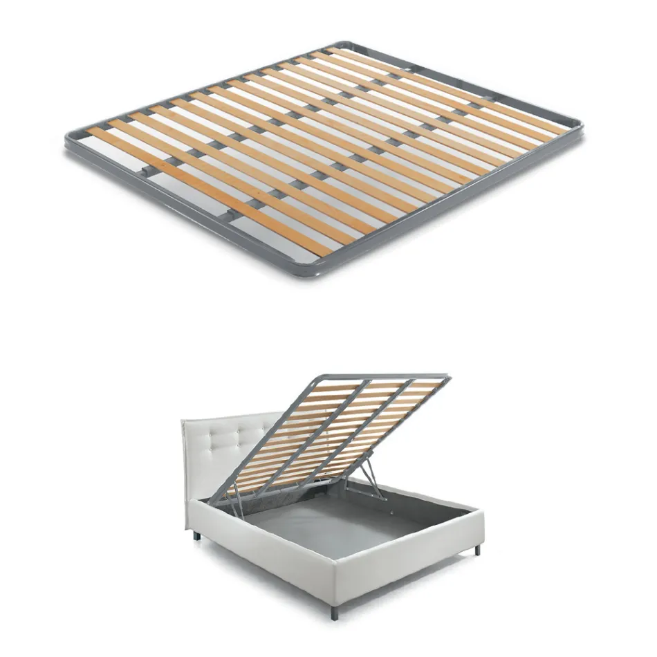 Gepolstertes Doppelbett mit Stauraum aus Stoff – Belle Viadurini