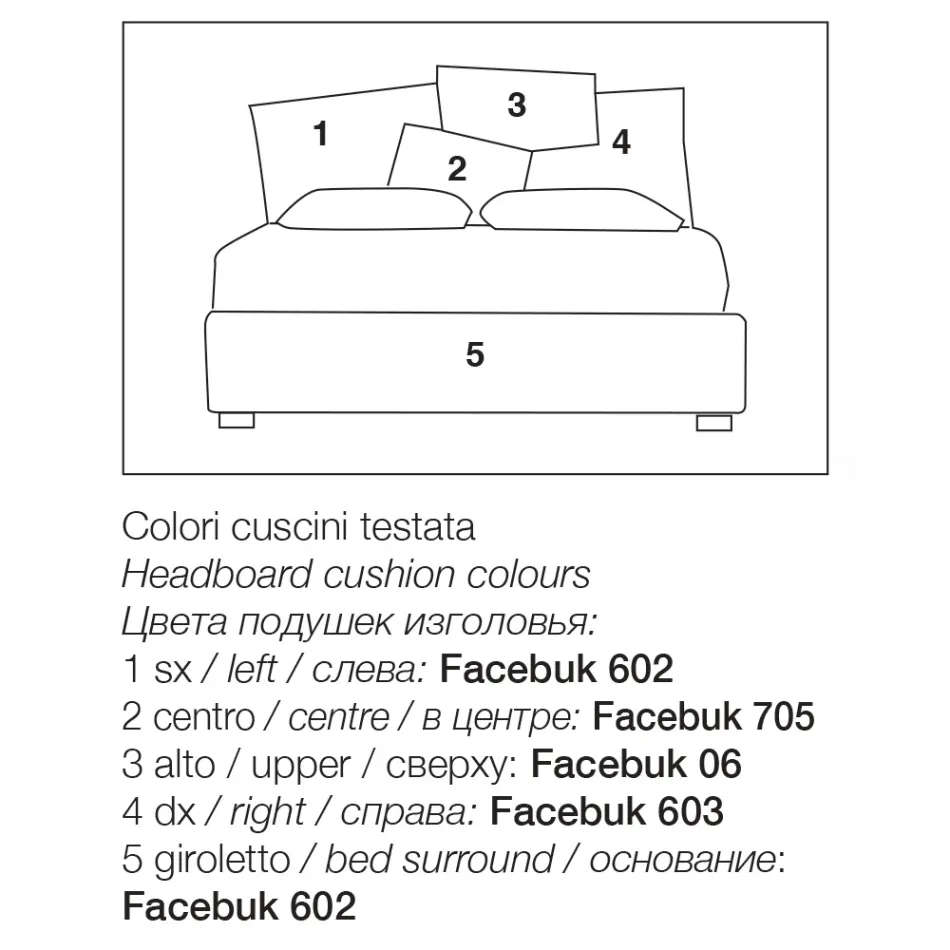 Gepolstertes Doppelbett mit Stauraum aus Stoff – Belle Viadurini