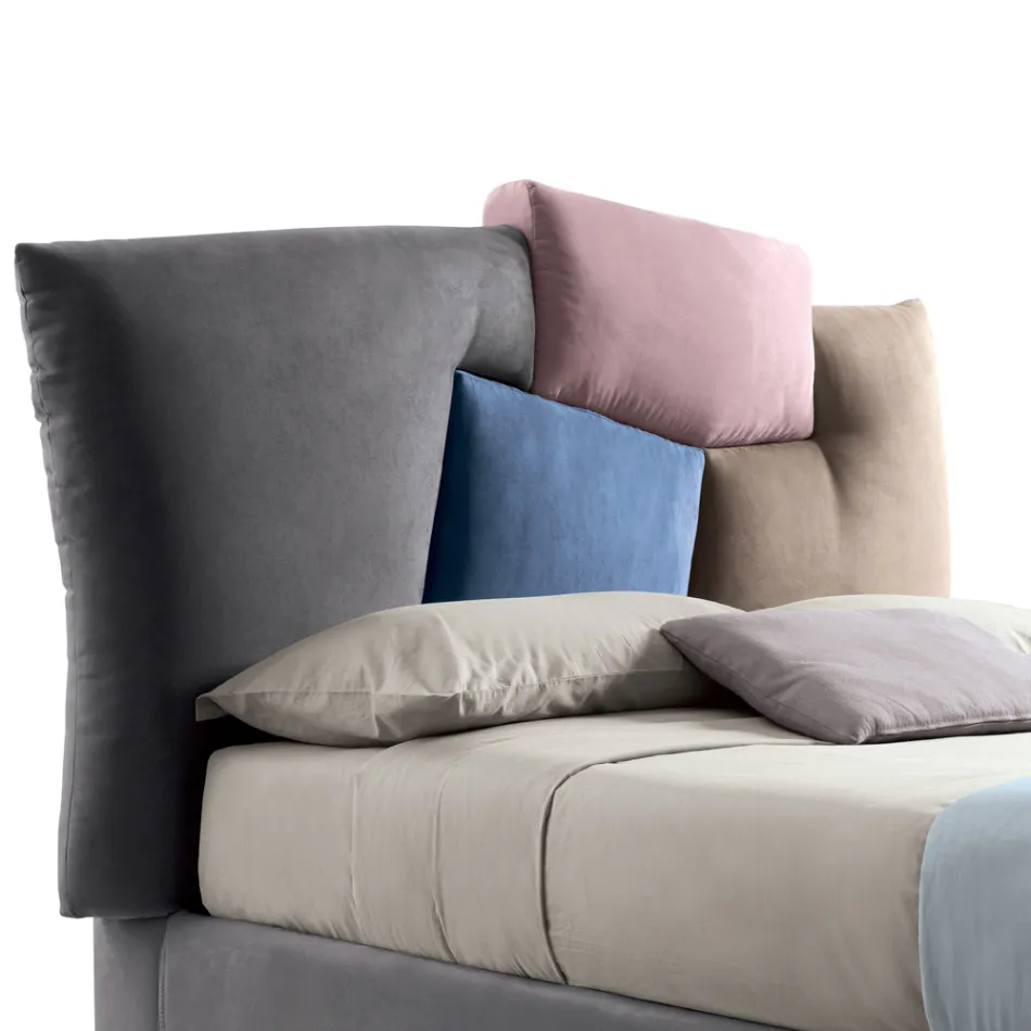 Gepolstertes Doppelbett mit Stauraum aus Stoff – Belle Viadurini