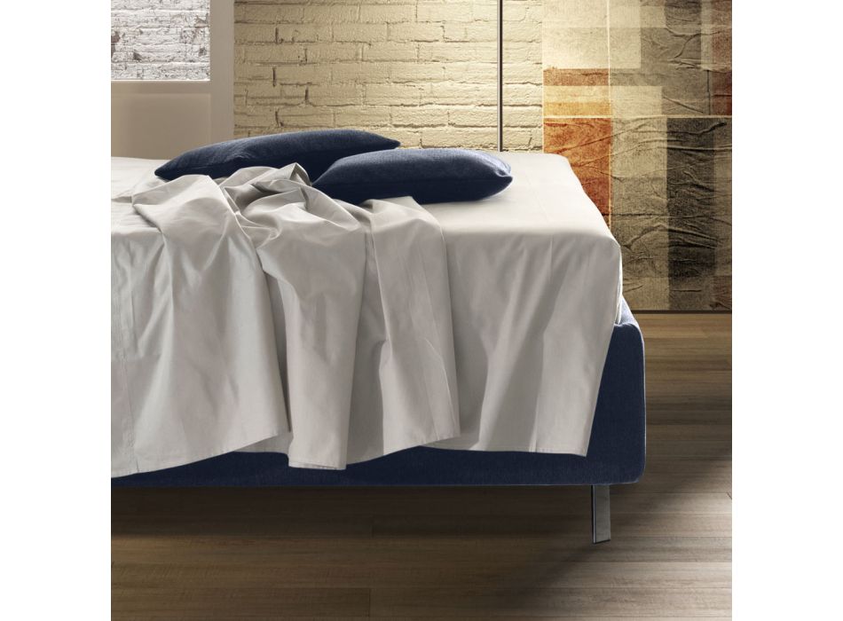 Gepolstertes Doppelbett mit Matratze und Kissen Made in Italy - Verga Viadurini