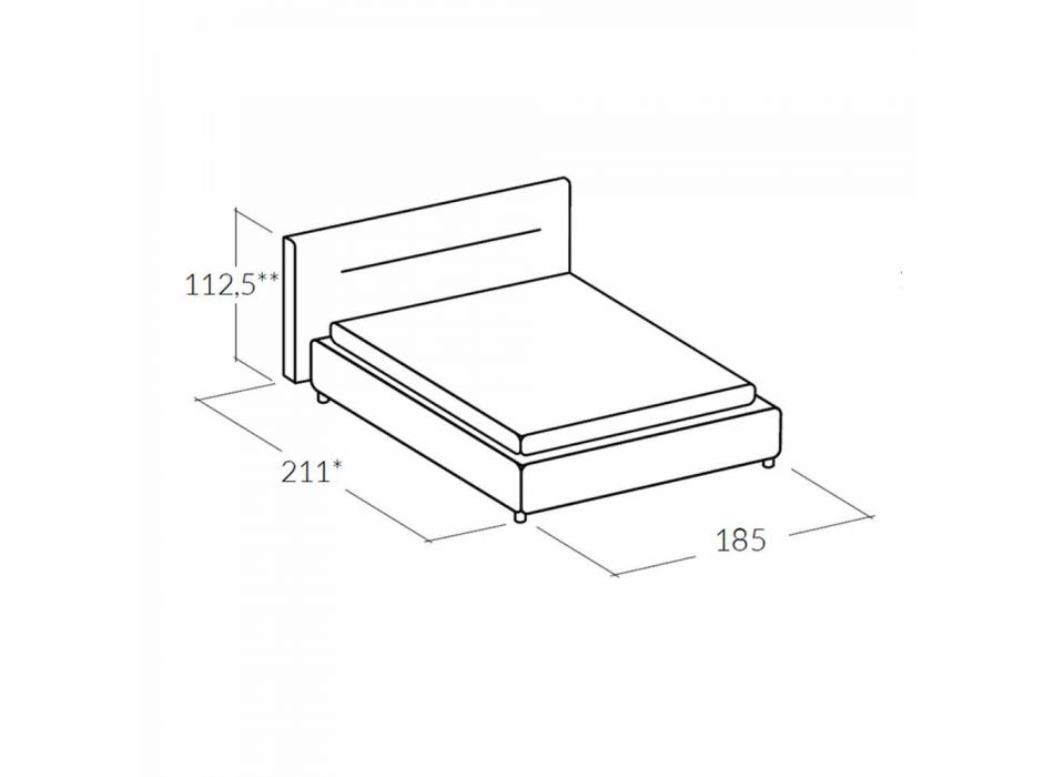 Modernes gepolstertes Doppelbett mit Sonnenbox 160x190 / 200cm Viadurini
