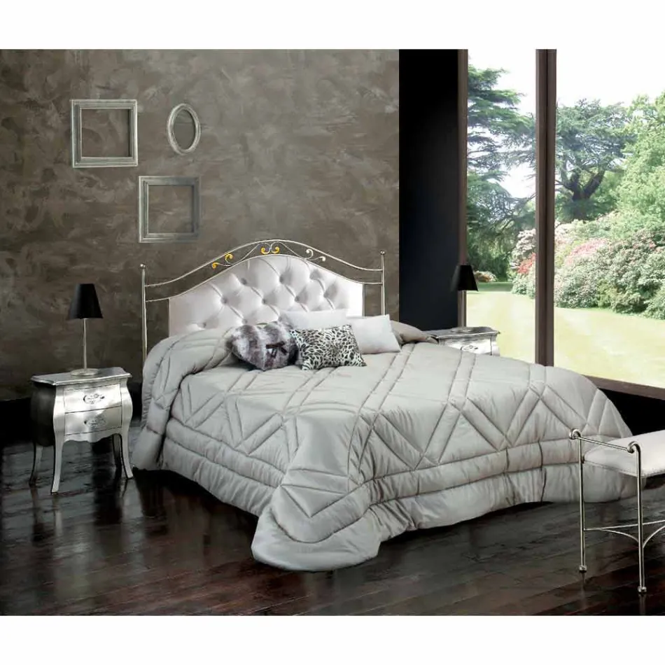 Gepolsterte Doppelbett handgefertigt aus massivem Eisen Gracie Viadurini