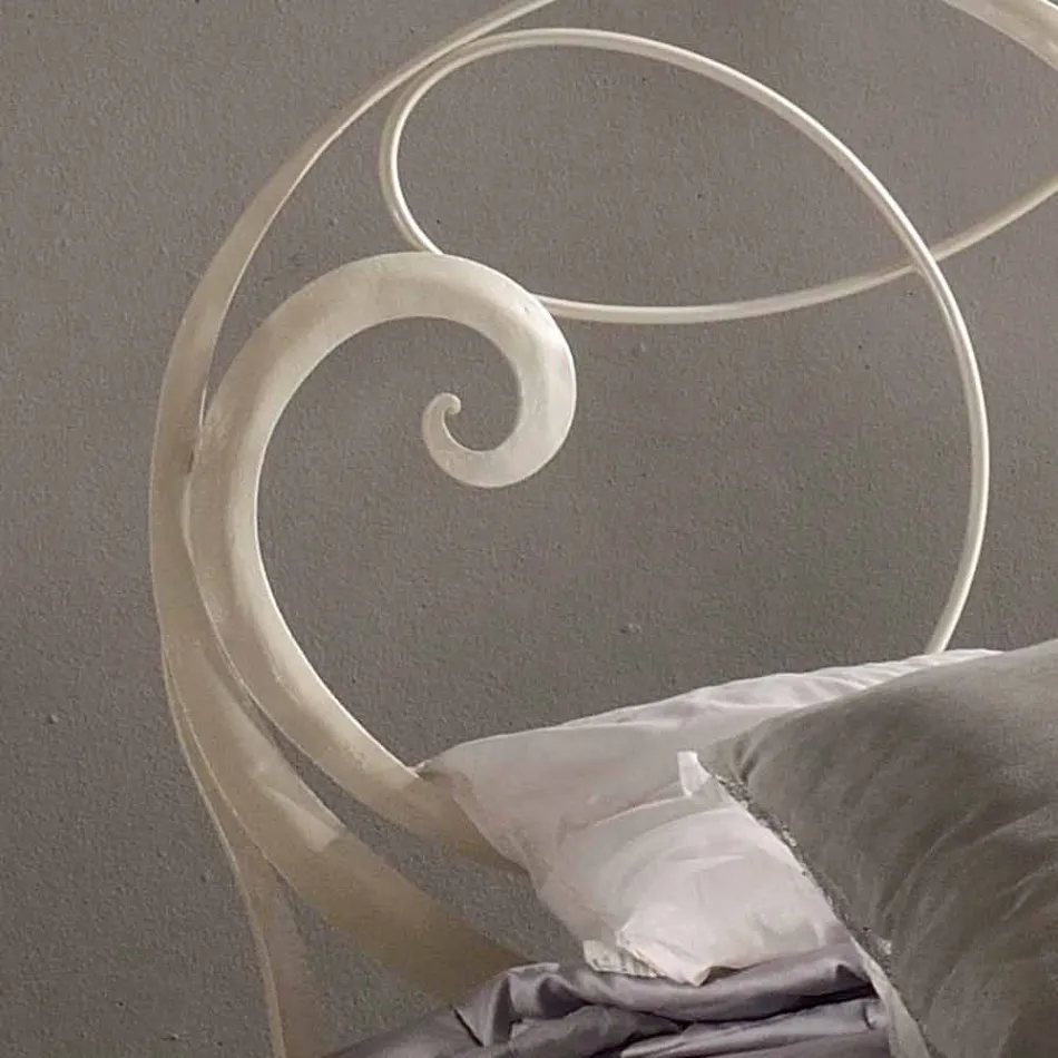 Doppelbett aus Schmiedeeisen mit Athena Violinschlüssel Dekoration Viadurini