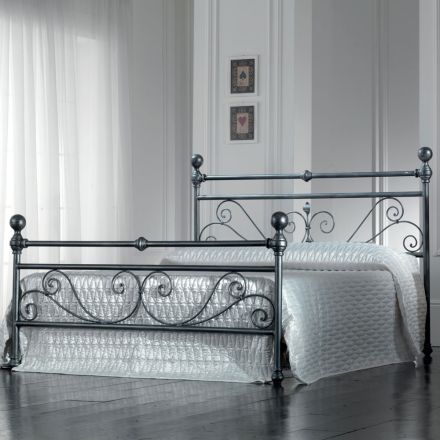 Doppelbett aus schwarz-silbernem Eisenrohr, hergestellt in Italien – Geometrie Viadurini