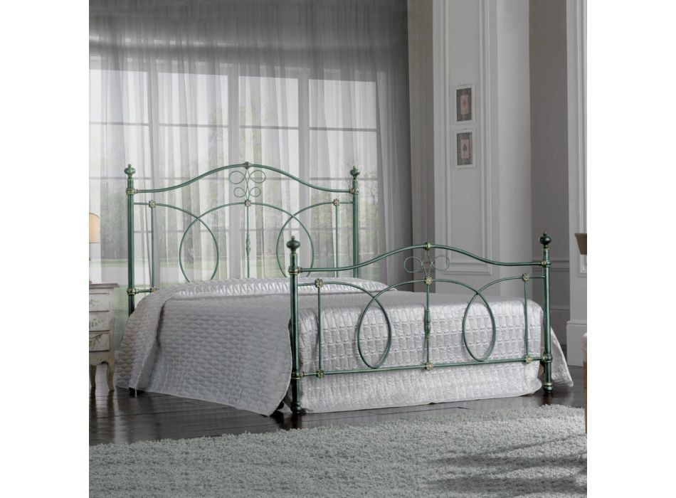 Doppelbett aus grünem oder schwarzem Eisen, hergestellt in Italien – Poldo Viadurini