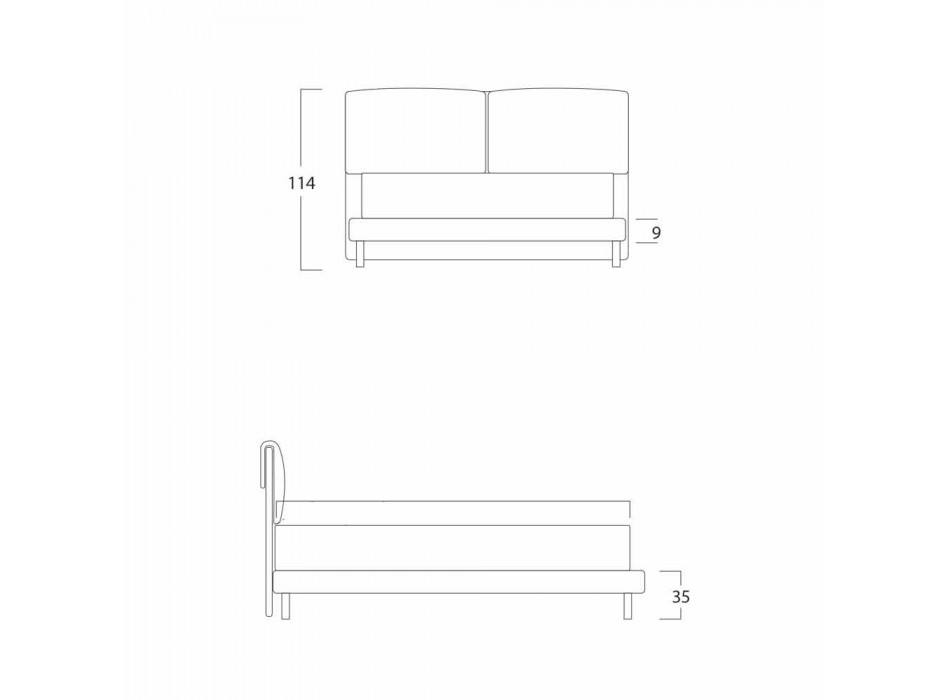 Modernes Doppelbett, dünnes Untergestell, Iorca von Bolzan Viadurini