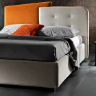 Modernes Design-Doppelbett aus grauem und orangefarbenem Samt – Plorifon Viadurini
