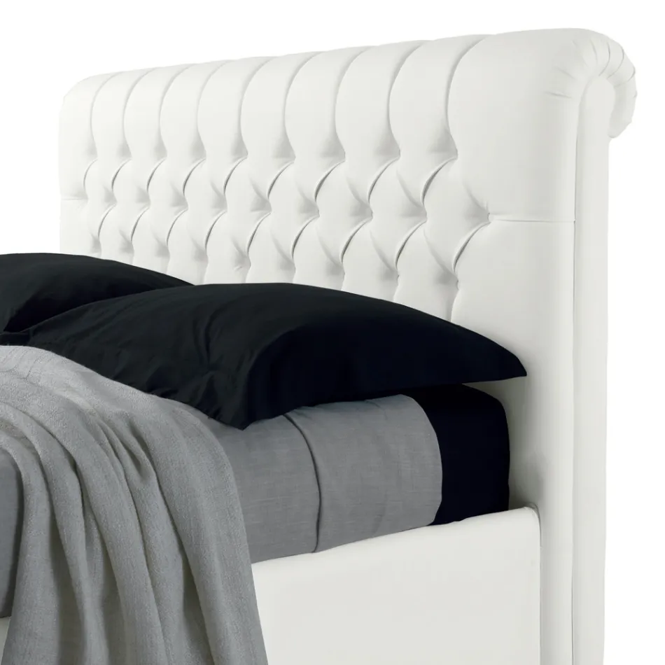 Modernes Doppelbett aus Kunstleder mit Stauraum – Ozzano Viadurini