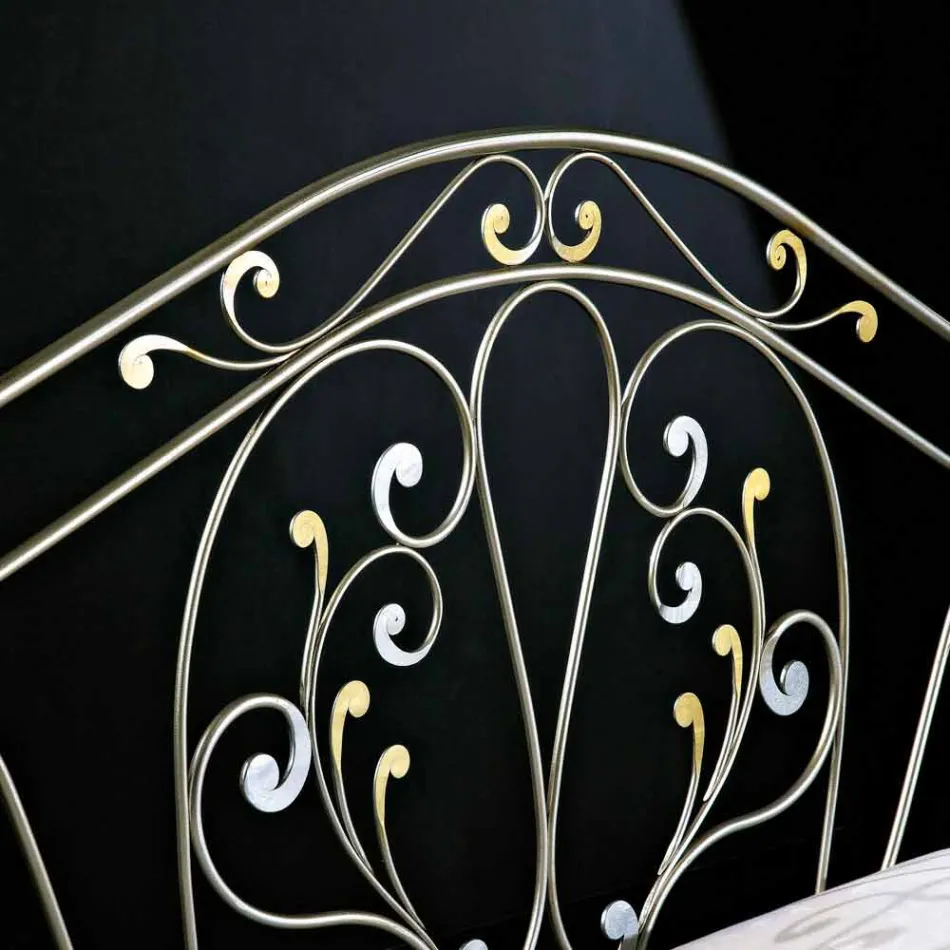 neoklassischen Doppelbett in voller handgeschmiedeten Eisen Jessica Viadurini