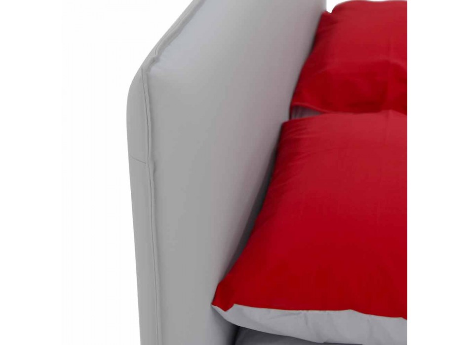 Doppelbett aus Lederimitat mit Füßen Made in Italy - Nurzio Viadurini