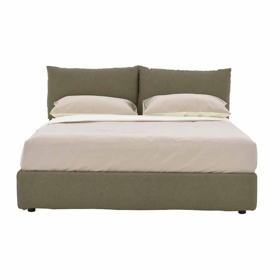 Doppelbett aus Stoff mit schwarzen Füßen gefertigt Made in Italy - Bandola Viadurini