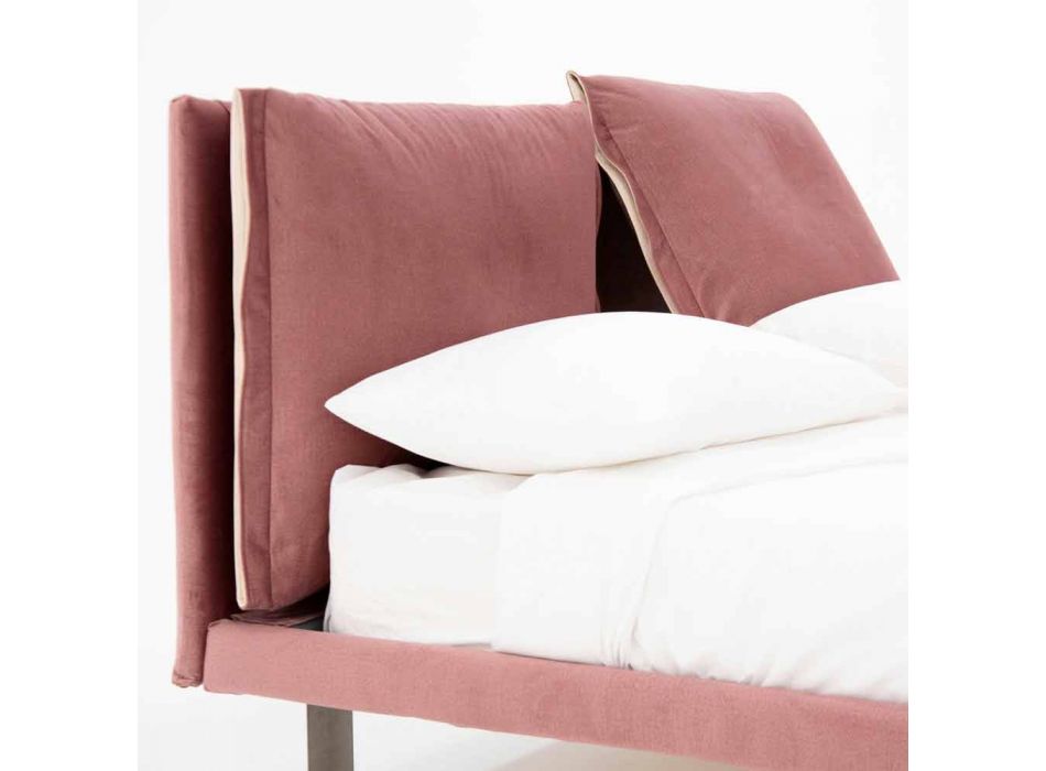 Doppelbett mit abnehmbarem Stoff Made in Italy - Tevio Viadurini