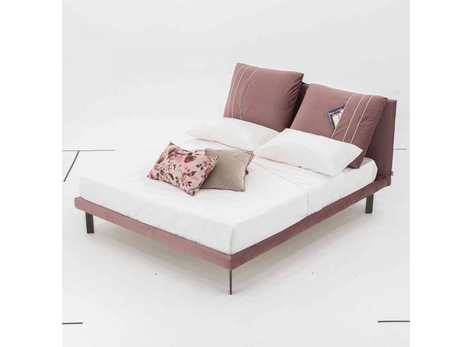 Doppelbett mit abnehmbarem Stoff Made in Italy - Tevio Viadurini