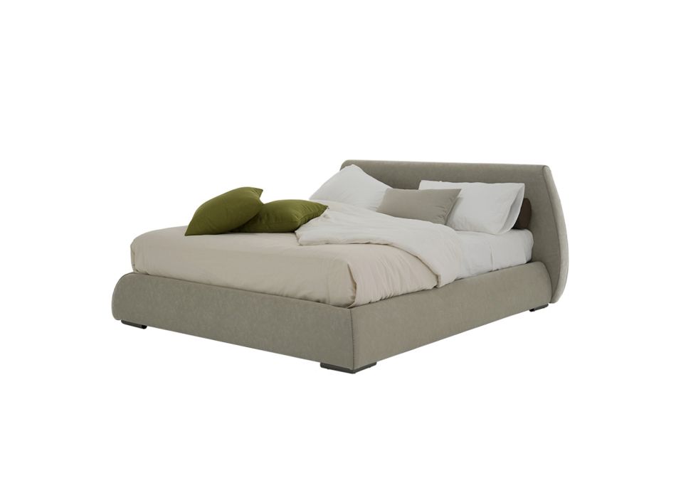 Modernes Doppelbett mit Box aus Stoff oder Öko-Leder, hergestellt in Italien – Minerva Viadurini