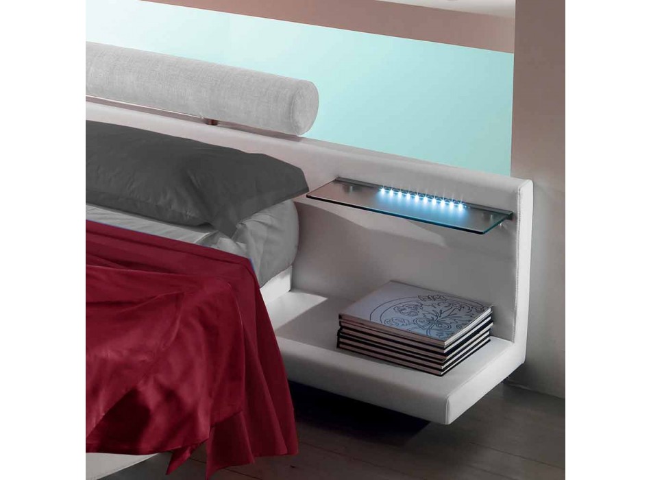 Rundes Doppelbett bezogen in Made in Italy Design Ecoleather - Vesio Viadurini