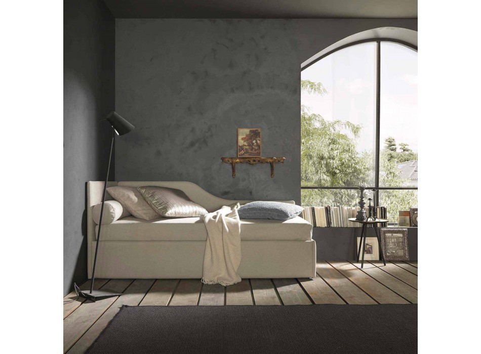 Einzelbett mit geformtem Kopfteil und Seitenwand, Line8 Bolzan Viadurini