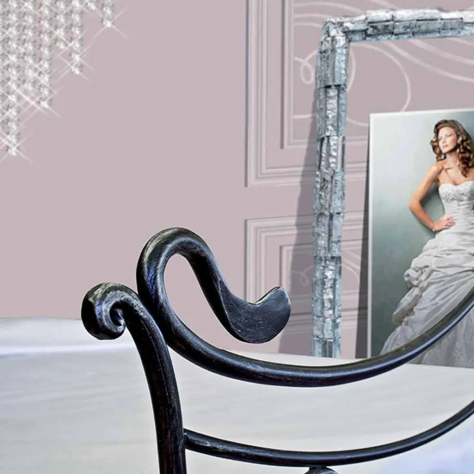 Ein Bett und einen halben Quadratmeter Schmiedeeisen Febo Viadurini