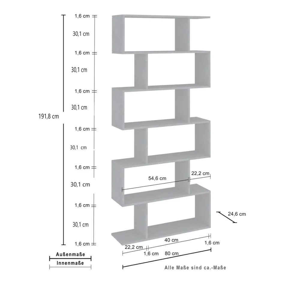 Vertikales Design-Wand-Bücherregal Wohnzimmer aus Holz 3 Ausführungen - Minetta Viadurini