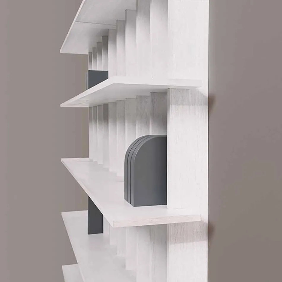 Shabby Chic Wand Bücherregal in Design White Ash Wood - Babele Viadurini