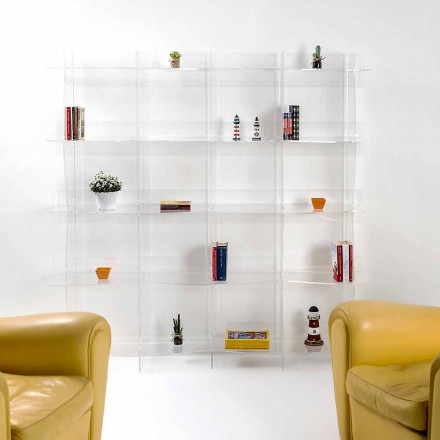 Freistehender Bücherschrank / wandmontiertes modernes Design Pam transparent Viadurini