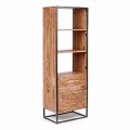 Boden Bücherregal mit Struktur in Akazienholz und Stahl Homemotion - Golia