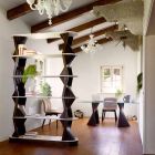 Design Floor Bücherregal aus Holz mit Steinzeugoberteilen Made in Italy - Aspide Viadurini