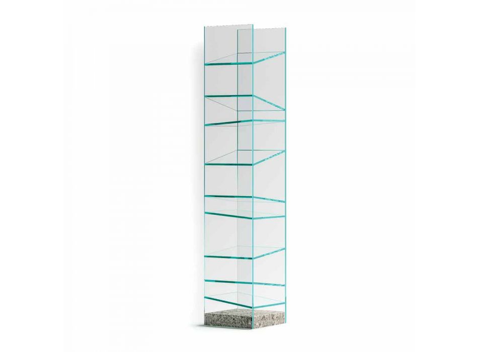 Design Floor Bücherregal aus Glas mit Stahlsockel Made in Italy - Biba Viadurini