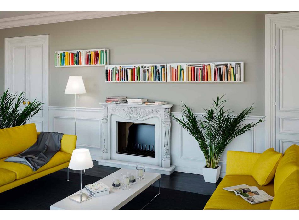 Modernes Design Wand Bücherregal aus Weißmetall Made in Italy - Bolivia Viadurini