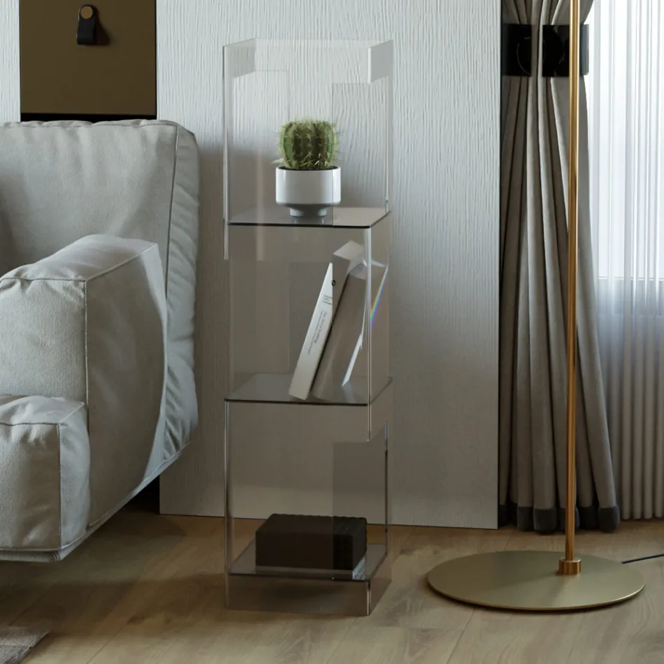 Freistehendes Bücherregal aus transparentem oder geräuchertem Acrylglas - Icaria Viadurini