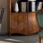 Bücherregal aus eingelegtem Bassano-Walnussholz mit Türen Made in Italy - Commodo Viadurini