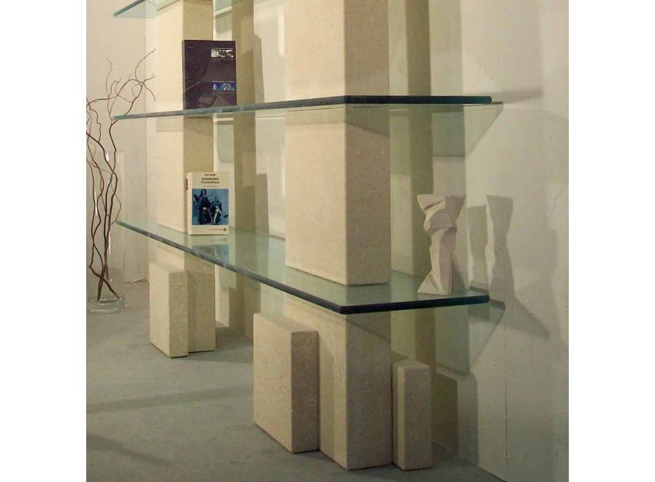 Modulares Bücherregal in Stein und Glas modernen Design Poplia Viadurini