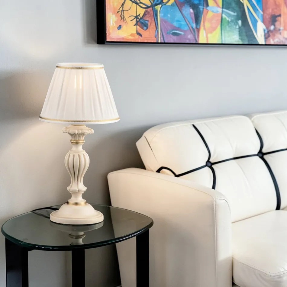 Holzlampe mit Lampenschirm „Made in Italy“ in 2 verschiedenen Größen – Florenz Viadurini