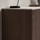 Sideboard mit 2 Türen für Wohnzimmer, aus ökologischem Holz und Metallplatte aus Marmor - Braun Viadurini