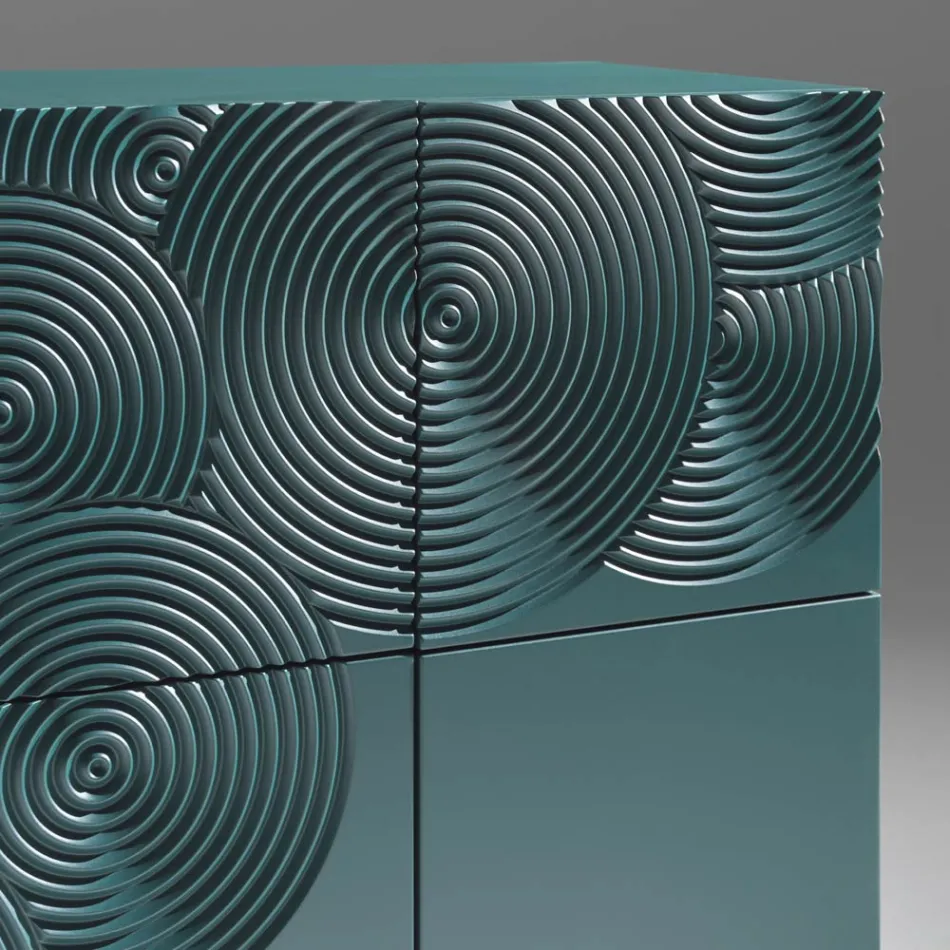 Sideboard mit 5 Türen aus lackiertem MDF mit handgravierter und veredelter Dekoration – Krabbe Viadurini