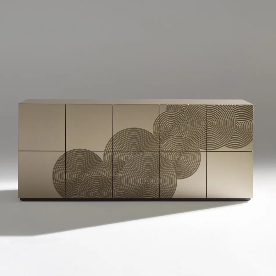 Sideboard mit 5 Türen aus lackiertem MDF mit handgravierter und veredelter Dekoration – Krabbe Viadurini