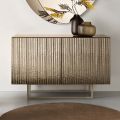 Zweitüriges Sideboard aus melaminbeschichtetem Glas mit geriffeltem Glas, hergestellt in Italien - Ninfa