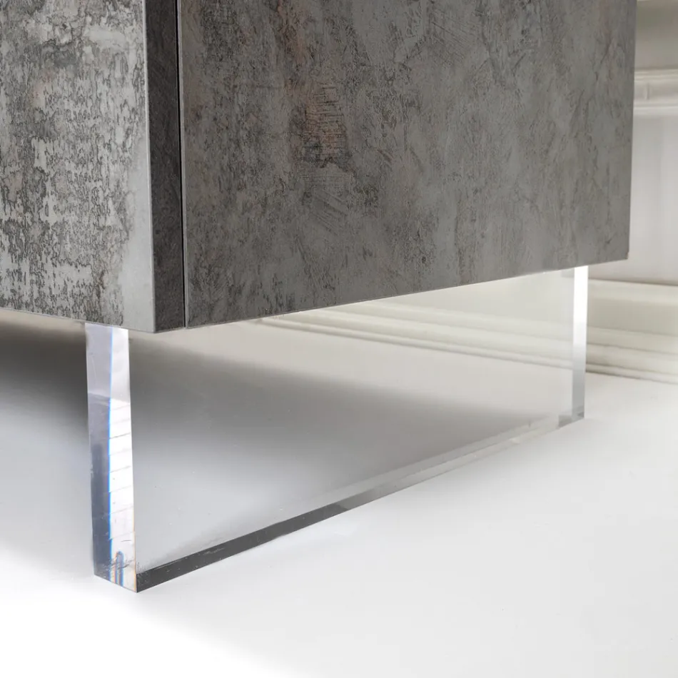 Sideboard mit 2 Türen und 2 zentralen offenen Fächern aus Melamin, hergestellt in Italien – Minnie Viadurini