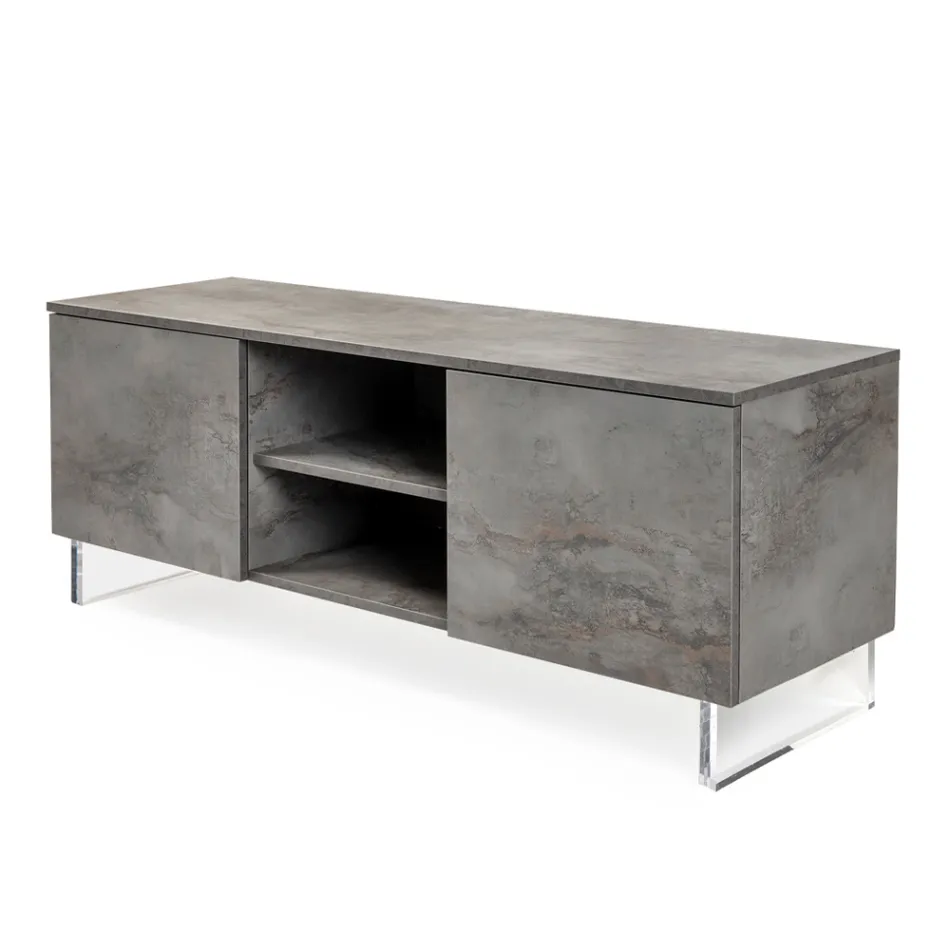 Sideboard mit 2 Türen und 2 zentralen offenen Fächern aus Melamin, hergestellt in Italien – Minnie Viadurini