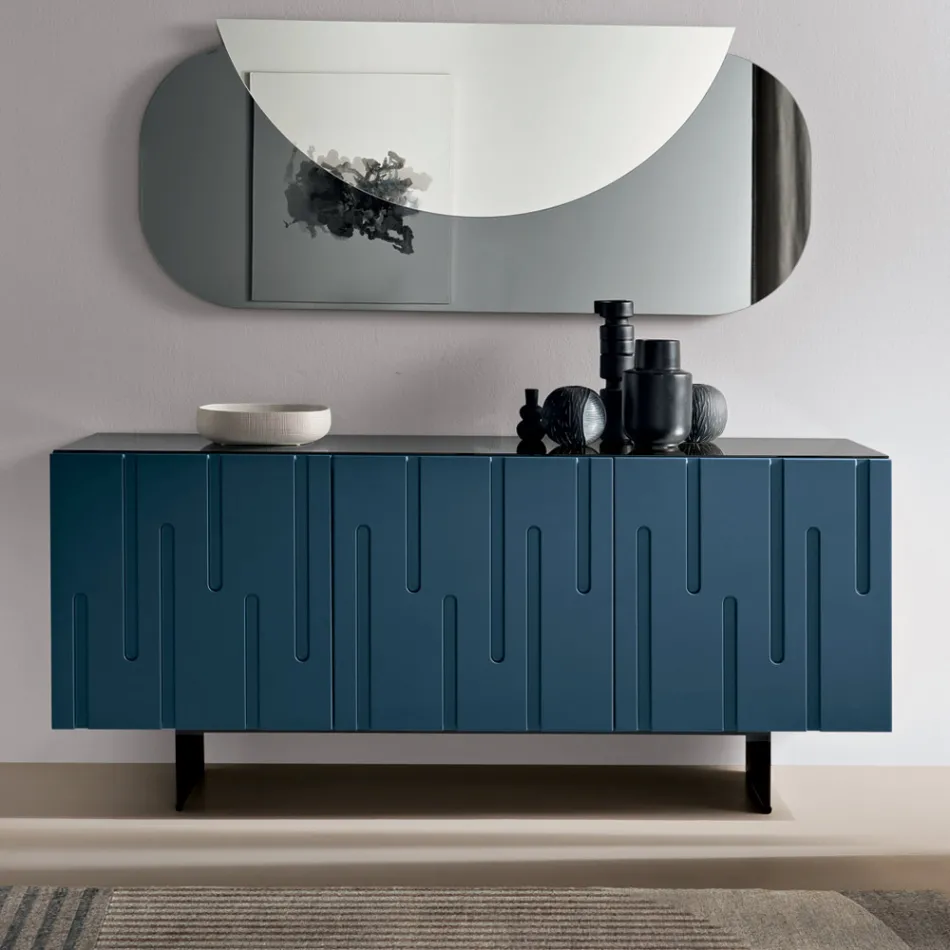 Sideboard mit 3 Push-Pull-Türen aus MDF, hergestellt in Italien - Fabrizia Viadurini