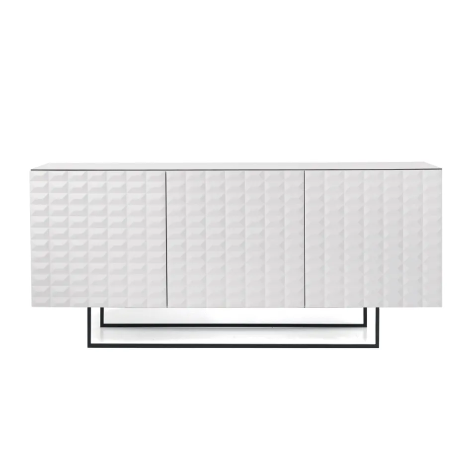 Sideboard mit 3 Türen aus MDF, lackiert mit PVC-Beschichtung, hergestellt in Italien - Dorotea Viadurini