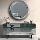 Sideboard mit 3 Spiegelglastüren und Metallgestell - Eleonora Viadurini