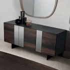Sideboard mit 3 Eichenfurniertüren und Spiegeleinsätzen - Enrica Viadurini