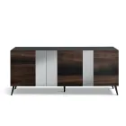 Sideboard mit 3 Eichenfurniertüren und Spiegeleinsätzen - Enrica Viadurini