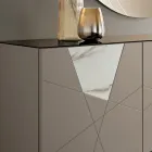 Sideboard mit 4 Türen aus lackiertem MDF mit Pantograph und Glaseinsätzen in Marmoroptik - Danila Viadurini