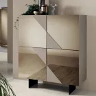Sideboard mit 4 lackierten MDF-Türen mit Spiegelglasabdeckung - Diletta Viadurini