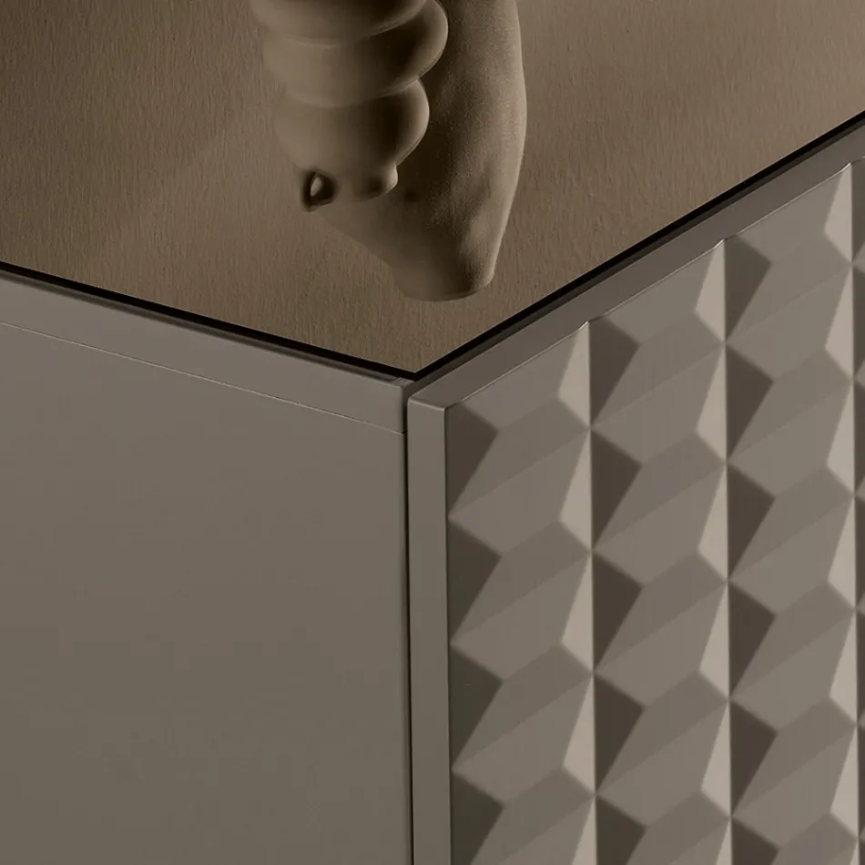 Sideboard mit 4 Türen aus MDF, lackiert mit PVC-Beschichtung, hergestellt in Italien - Dorotea Viadurini