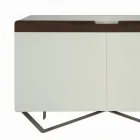 Sideboard mit Struktur aus weißem MDF 2 Eisenfüße Made in Italy - Koralle Viadurini