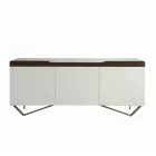 Sideboard mit Struktur aus weißem MDF 2 Eisenfüße Made in Italy - Koralle Viadurini
