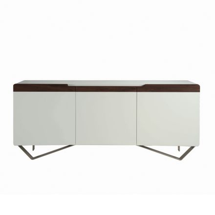Sideboard mit Struktur aus weißem MDF 2 Eisenfüße Made in Italy - Koralle Viadurini