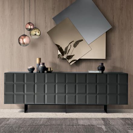 Sideboard für den Innenbereich mit 4 karierten Türen, hergestellt in Italien - Elisabetta Viadurini